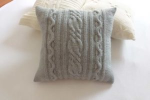 Grey Cable Knit Pillow