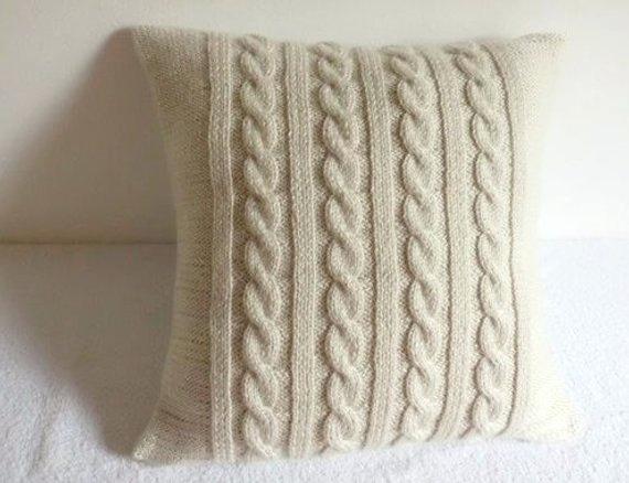 Classy Ivory Cable Knit Pillow | Knitting Things