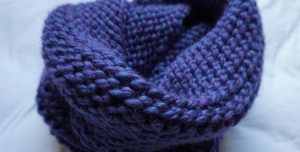 Blue Knit Infinity Scarf