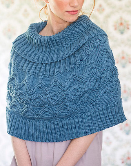 Cable Knit Cowl Neck Poncho Pattern