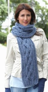 Long Blue Chunky Cable Knit Scarf Pattern Free