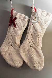 White Cable Knit Christmas Stockings